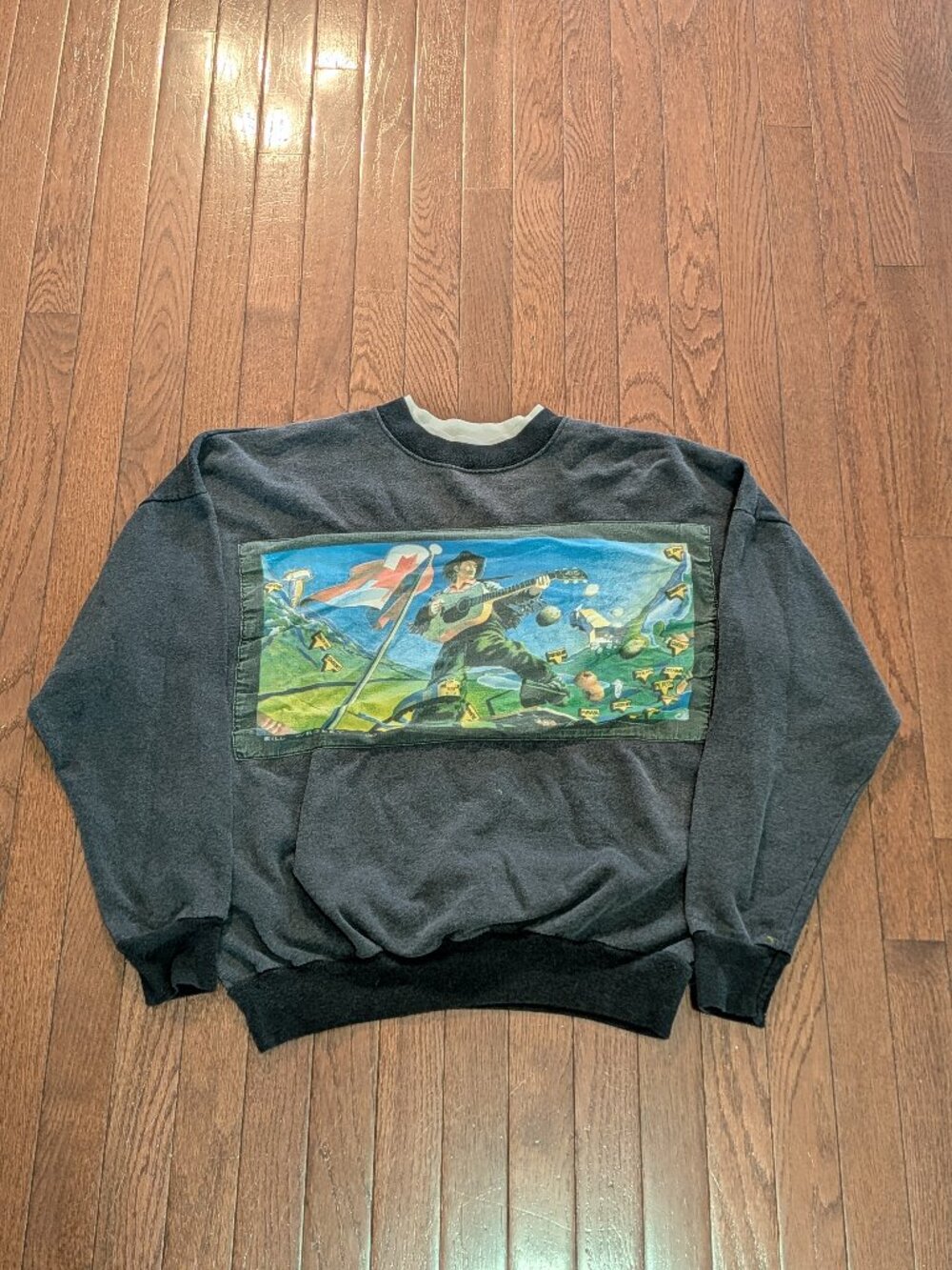 Vintage 90's Stompin' Tom Connors Graphic Crewneck Bill Wrigley Outdoor Mural L